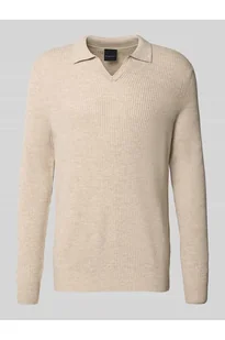 Sweter z dzianiny z kołnierzykiem polo - Bugatti - Swetry męskie - miniaturka - grafika 1