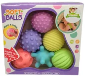 Zabawki sensoryczne - ZESTAW Kolorowe Piłeczki Miękkie Piłki Sensoryczne 6 sztuk - miniaturka - grafika 1