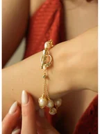 Bransoletki - L'Atelier de Gaia Pozłacana bransoletka z perłami - miniaturka - grafika 1