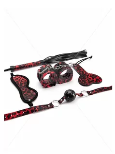 Zestawy erotyczne - 5 Pieces Leopard Bondage Set - grafika 1