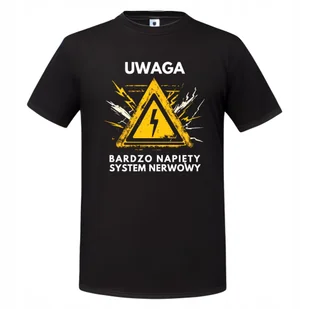 Koszulka męska Uwaga Bardzo Napięty System Nerwowy śmieszny prezent t-shirt - Koszulki męskie - miniaturka - grafika 1