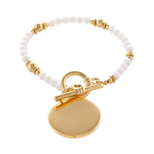 Bransoletka z agatów i złotych kuleczek z gładką monetą (B24/KOR/320AU)