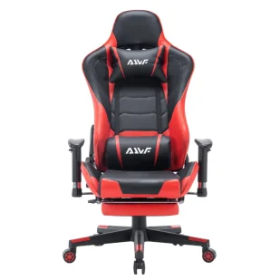 Fotel gamingowy kubełkowy krzesło dla gracza ergonomiczny z podnóżkiem czerwono-czarny Ryan - Fotele gamingowe - miniaturka - grafika 1
