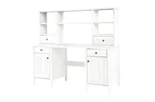 Biurka - Sosnowe biurko z nadstawką 150 cm białe CUCULI Konsimo - miniaturka - grafika 1