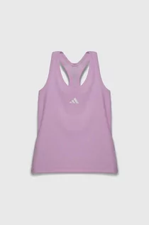 Koszulki dla dziewczynek - adidas top dziecięcy kolor fioletowy - grafika 1