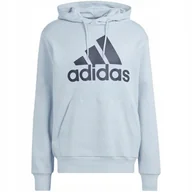 Bluzy męskie - Bluza męska adidas Essentials French Terry Big Logo Hoodie błękitna IS1352 - miniaturka - grafika 1