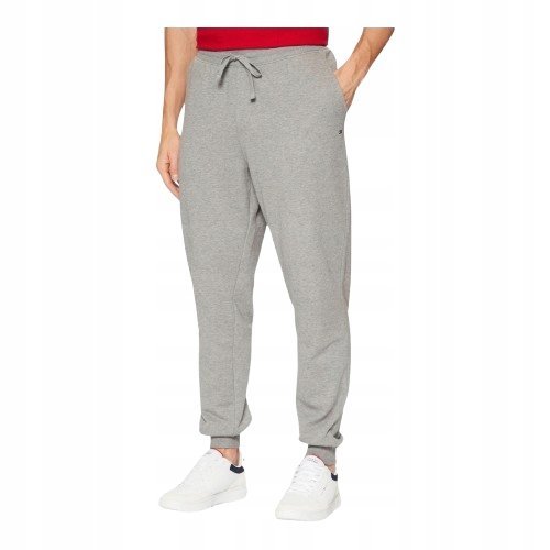 TOMMY HILFIGER SPODNIE DRESOWE MĘSKIE SZARE Z LOGO L XQA