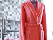 Szlafroki damskie - Blanc Des Vosges Szlafrok bawełniany UNI Koralowy - miniaturka - grafika 1