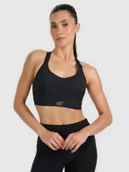 Bielizna sportowa damska - 4F Biustonosz treningowy z wysokim wsparciem - czarny M - miniaturka - grafika 1