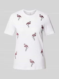 Koszulki i topy damskie - T-shirt o kroju regular fit z cekinami model ‘KITA’ - grafika 1