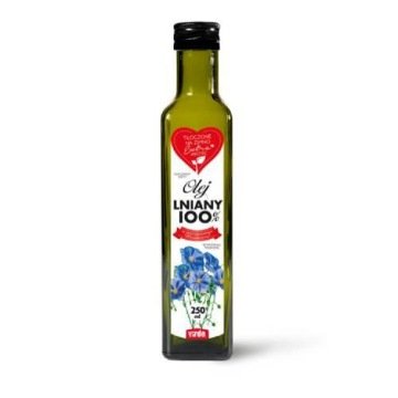 Virde Olej lniany 100%, tłoczony na zimno, omega-3, witamina E, 250 ml
