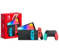 Konsole Nintendo - Nintendo Switch OLED Czerwono-niebieski + Pad Trust GXT 1246B MUTA - miniaturka - grafika 1