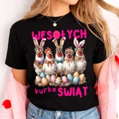 Koszulki i topy damskie - Damska koszulka na Wielkanoc - WESOŁYCH KURKA ŚWIĄT - miniaturka - grafika 1