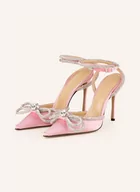Mach & Mach Sandały Na Obcasie Double Bow Z Ozdobnymi Kamykami pink