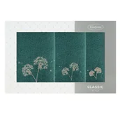 Ręczniki - Komplet ręczników w pudełku 3szt. Moli zielony ciemny srebrny dmuchawce 400 g/m2 - miniaturka - grafika 1