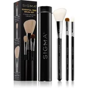 Pędzle do makijażu - Sigma ESSENTIAL TRIO BRUSH SET - Zestaw 3 pędzli do makijażu + mini tuba - Black - miniaturka - grafika 1