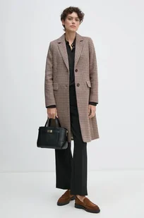 Tommy Hilfiger płaszcz z domieszką wełny kolor beżowy przejściowy WW0WW43195 - Płaszcze damskie - miniaturka - grafika 1