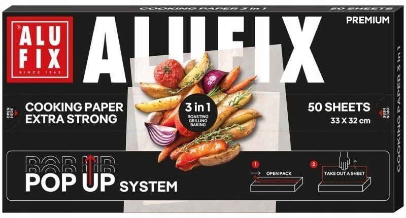 Alufix Papier do gotowania ALUFIX Pop-up, 3w1, 33x32cm, 50 arkuszy