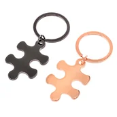 Breloki - Zestaw Dwa Breloki Dla Pary Puzzle Złoto-Czarne Prezent Na Walentynki - miniaturka - grafika 1
