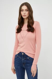 Swetry damskie - Guess sweter damski kolor różowy lekki - grafika 1