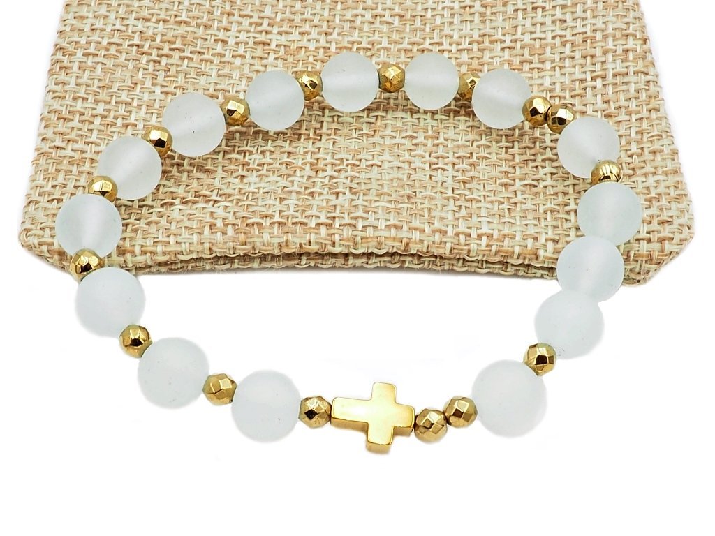 Bransoletka różaniec na rękę jadeit frozen