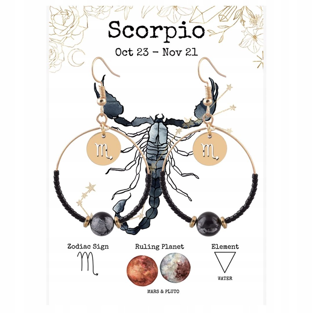 Kolczyki Zodiakalne Skorpion Modne Kolczyki z Znakiem Zodiaku