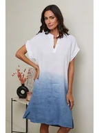 Sukienki - Le Monde du Lin Lniana sukienka w kolorze biało-niebieskim - miniaturka - grafika 1