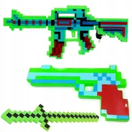 Klocki - MINECRAFT MEGA ZESTAW 3w1 KARABIN MIECZ PISTOLET ŚWIECĄCY DŹWIĘK BROŃ Z GRY - miniaturka - grafika 1