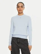 Swetry damskie - Tommy Jeans Sweter Essential DW0DW20159 Błękitny Regular Fit - miniaturka - grafika 1