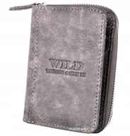 Portfele - Szary Portfel Męski na SUWAK Monety ŚREDNI Codzienny Pion Mały WILD THINGS - miniaturka - grafika 1