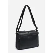 Torebki damskie - Stylowa Pojemna Listonoszka Torebka Damska Czarna LUIGISANTO Pasek - miniaturka - grafika 1
