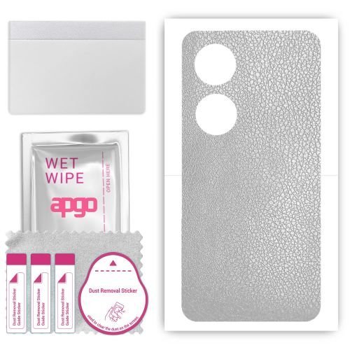 folia naklejka skórka strukturalna na TYŁ do Vivo T2 - Skóra Srebrna - apgo SKINS