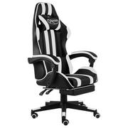 Fotele gamingowe - vidaXL Fotel dla gracza, z podnóżkiem, czarno-biały, sztuczna skóra (20531) - miniaturka - grafika 1