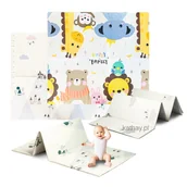 Maty piankowe - Dwustronna składana kolorowa edukacyjna piankowa mata dziecięca XXL 180x200 cm - ZOO - miniaturka - grafika 1