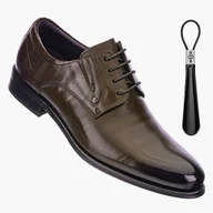 Półbuty męskie - Półbuty Męskie JOHN DOUBARE Brązowe Buty Skórzane Wizytowe PREMIUM 44 - miniaturka - grafika 1