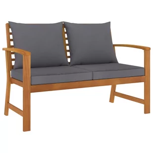 vidaXL Ławka ogrodowa, 120 cm, ciemnoszare poduszki, drewno akacjowe - Ławki ogrodowe - miniaturka - grafika 1
