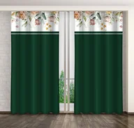 Zasłony - Zasłona Gotowa Na Żabki, 160X250, Zielona W Kwiaty, Zmk-008 - miniaturka - grafika 1