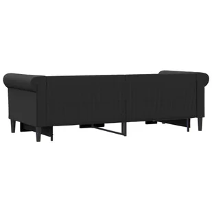 Sofa rozsuwana, czarna, 90x200 cm, sztuczna skóra Lumarko! - Łóżka - miniaturka - grafika 6