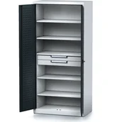 Szafy i regały magazynowe - Szafa warsztatowa MECHANIC, 1950 x 920 x 500 mm, 5 półek, 2 szuflady, antracytowe drzwi - miniaturka - grafika 1