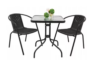 Zestaw ogrodowy kawowy na taras dla 2 osób stół i krzesła czarny - Meble ogrodowe - miniaturka - grafika 1