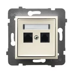 Ospel ARIA Gniazdo komputerowe podwójne kat 5e MMC ECRU ARIA GPK-2U/K/M/27 - Gniazdka elektryczne - miniaturka - grafika 1