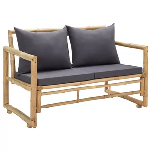 vidaXL Ławka ogrodowa z poduszkami, 115 cm, bambusowa 315597 - Ławki ogrodowe - miniaturka - grafika 1