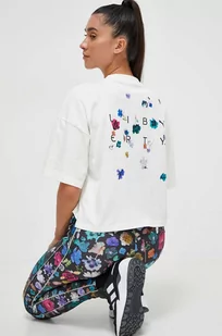 Puma t-shirt bawełniany X Liberty damski kolor beżowy - Koszulki sportowe damskie - miniaturka - grafika 1