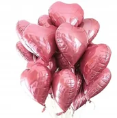 Balony i akcesoria - Balon Foliowy Różowe Serce Serca Walentynki Valentine's Day 10 szt - miniaturka - grafika 1