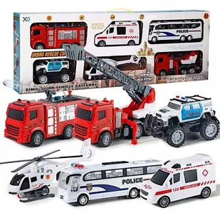 Samochody Zestaw Xxl Straż Helikopter Policja Autobus Wóz Strażacki Karetka - Samoloty i helikoptery - miniaturka - grafika 1