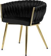 Krzesła - Lugano Krzesło tapicerowane Lugano TRECCIA BLACK VELVET GOLD - miniaturka - grafika 1