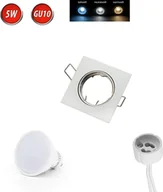 Żarówki LED - Reflektor wpuszczany GU10 Ø75mm otwór wiercony aluminium w komplecie GU10 5W neutralny biały 350 lumen żarówka LED biały kątowy - miniaturka - grafika 1