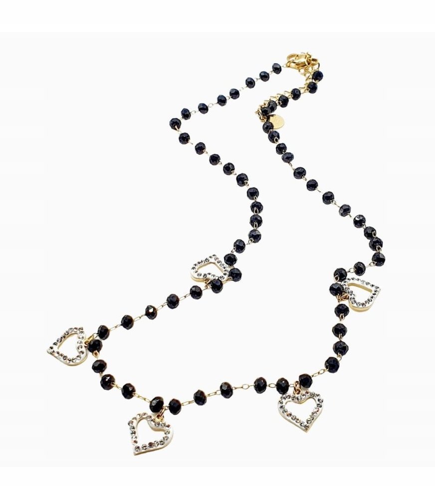 NASZYJNIK CELEBRYTKA KORALIKI SERDUSZKA CYRKONIE STAL CHIRURGICZNA