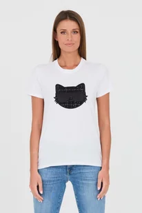 KARL LAGERFELD Biały t-shirt Boucle Choupette - Karl Lagerfeld - Koszulki i topy damskie - miniaturka - grafika 1