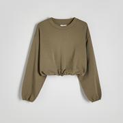 Bluzy damskie - Reserved - Bawełniana bluza oversize - Khaki - miniaturka - grafika 1